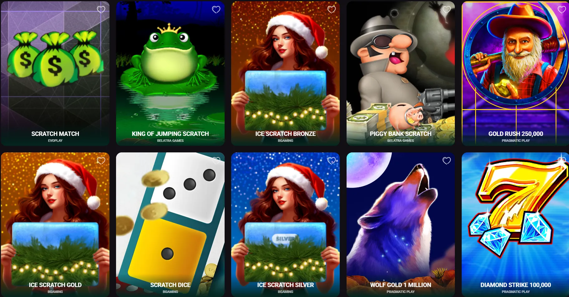 winzoria casino scratch games