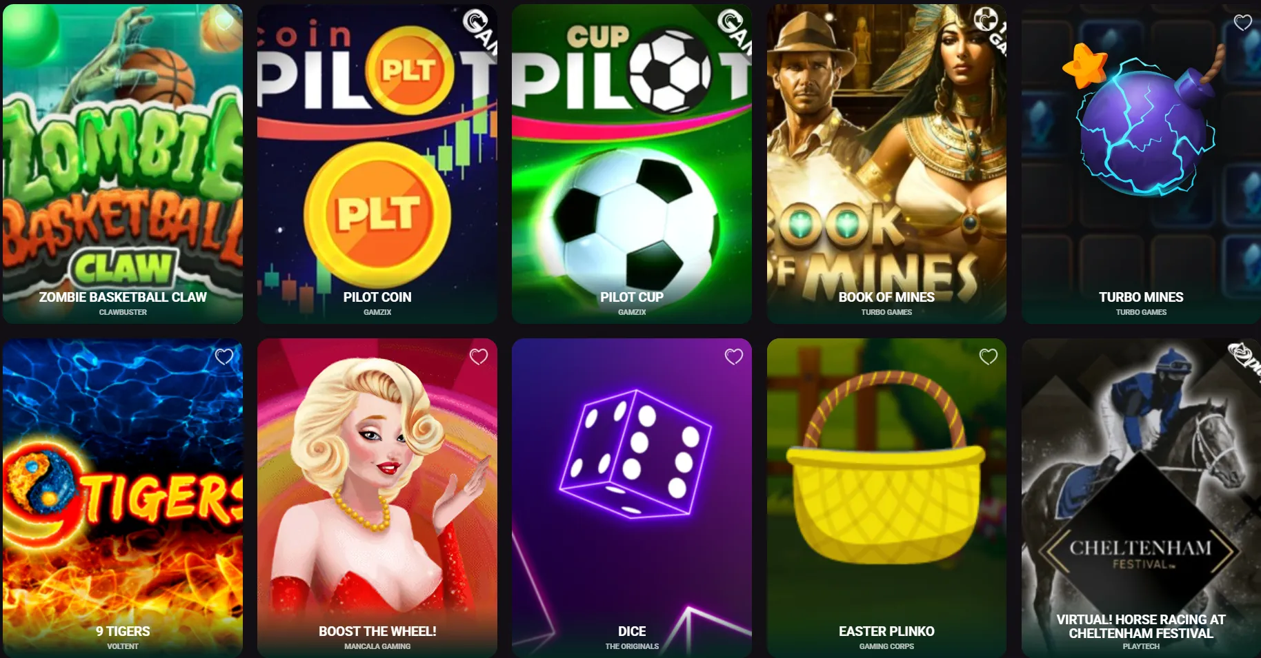 winzoria casino table games